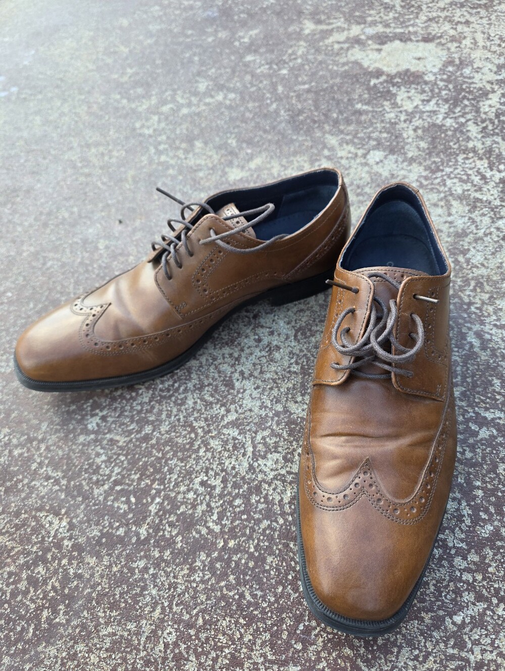 Cole Haan Grand OS Wingtip Derby Cognac Leather Dress Shoes Mens Size 11 C20237